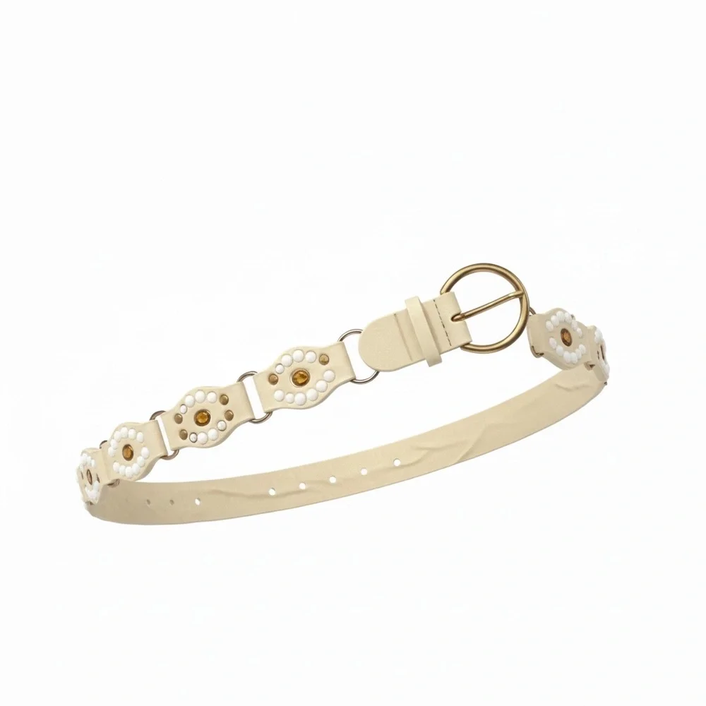 White Studded Boho Belt